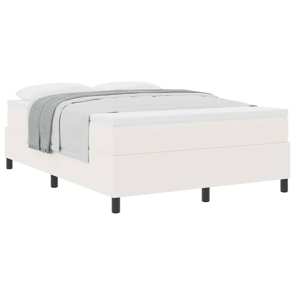vidaXL Box Spring Bed Cream and White 140 x 190 cm Corduroy