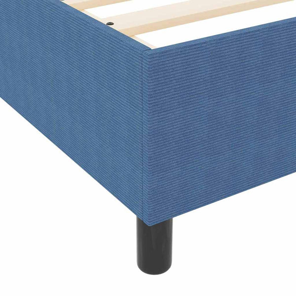 vidaXL Box Spring Bed Blue and White 140 x 190 cm Corduroy