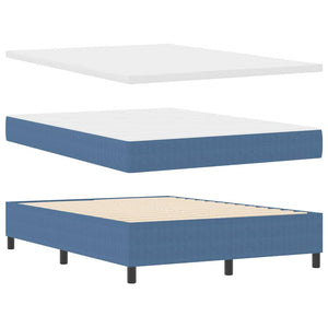 vidaXL Box Spring Bed Blue and White 140 x 190 cm Corduroy