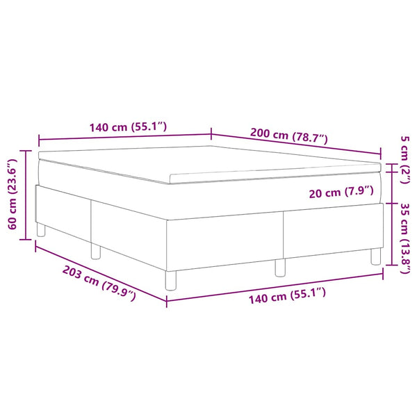 vidaXL Box Spring Bed Light Grey and White 140 x 200 cm Cord Fabric
