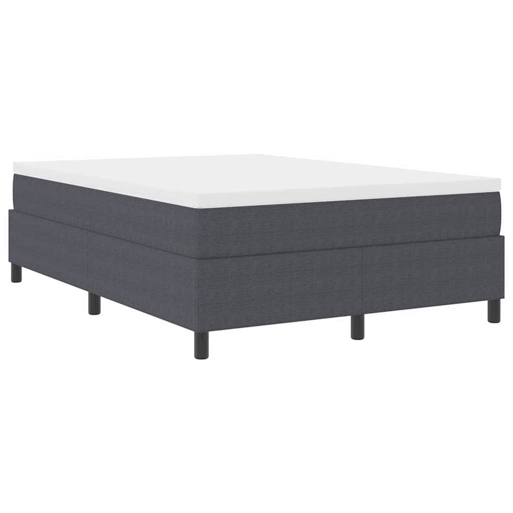 vidaXL Box Spring Bed Dark Grey and White 140 x 200 cm Corduroy Fabric