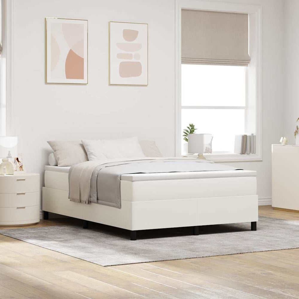 vidaXL Box Spring Bed Cream and White 140 x 200 cm Cord Fabric