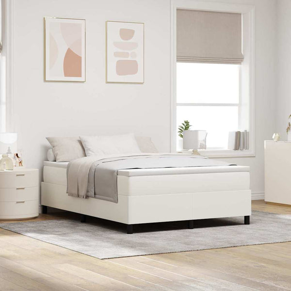 vidaXL Box Spring Bed Cream and White 140 x 200 cm Cord Fabric
