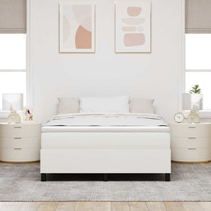 vidaXL Box Spring Bed Cream and White 140 x 200 cm Cord Fabric