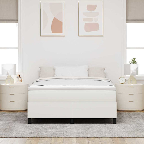 vidaXL Box Spring Bed Cream and White 140 x 200 cm Cord Fabric