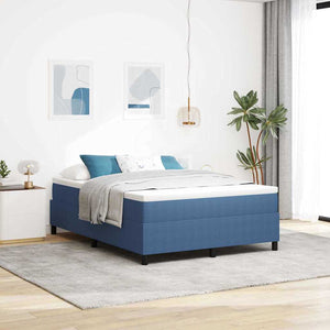 vidaXL Box Spring Bed Blue and White 140 x 200 cm Corduroy