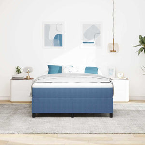 vidaXL Box Spring Bed Blue and White 140 x 200 cm Corduroy
