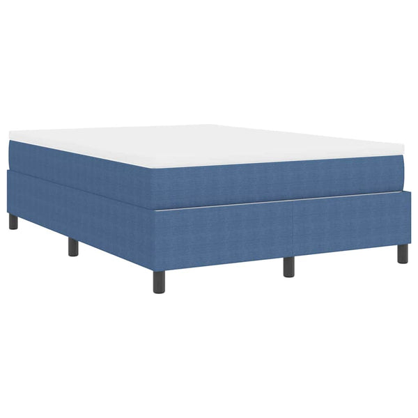 vidaXL Box Spring Bed Blue and White 140 x 200 cm Corduroy