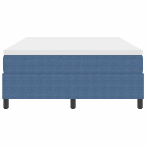 vidaXL Box Spring Bed Blue and White 140 x 200 cm Corduroy