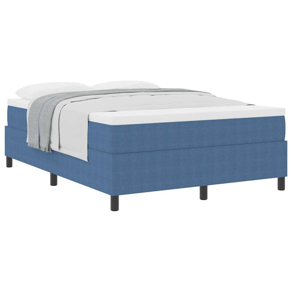 vidaXL Box Spring Bed Blue and White 140 x 200 cm Corduroy