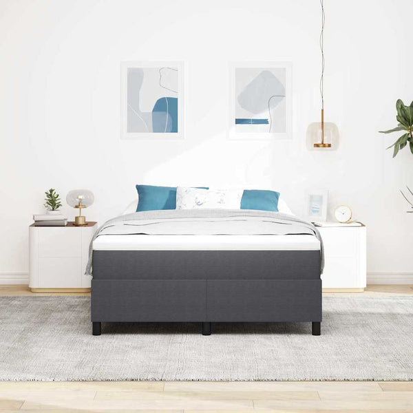 vidaXL Box Spring Bed Dark Grey and White 160 x 200 cm Cord Fabric