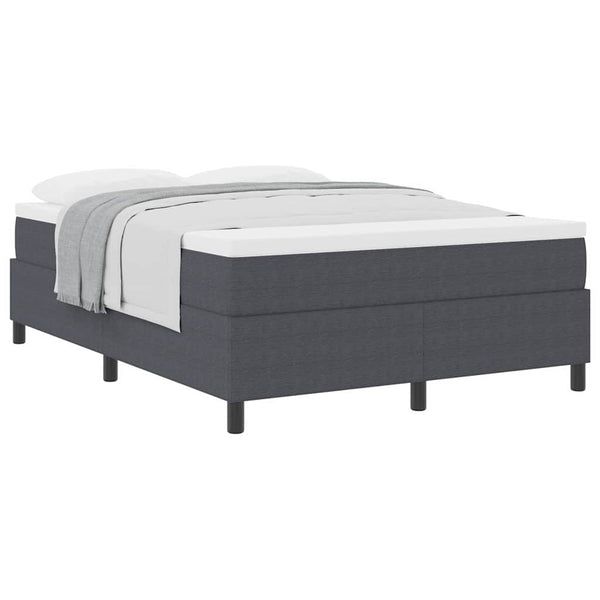 vidaXL Box Spring Bed Dark Grey and White 160 x 200 cm Cord Fabric