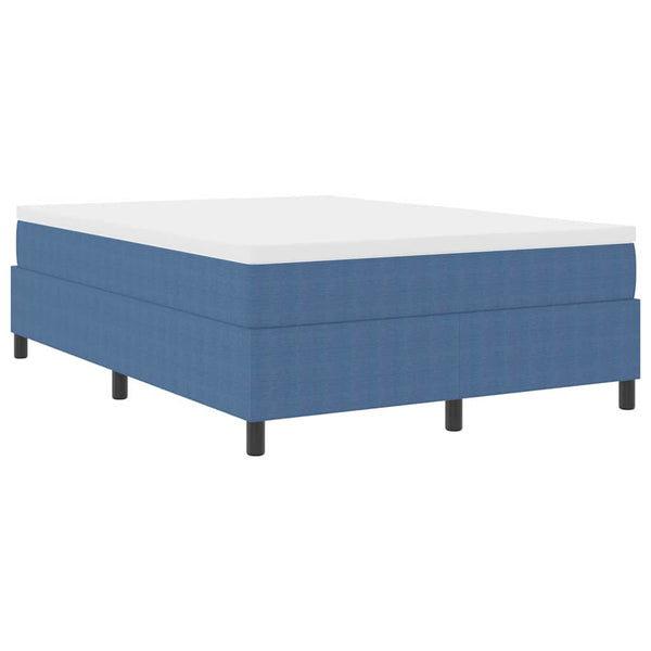 vidaXL Box Spring Bed Blue and White 160 x 200 cm Corduroy