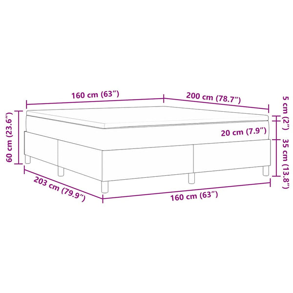 vidaXL Box Spring Bed Blue and White 160 x 200 cm Corduroy