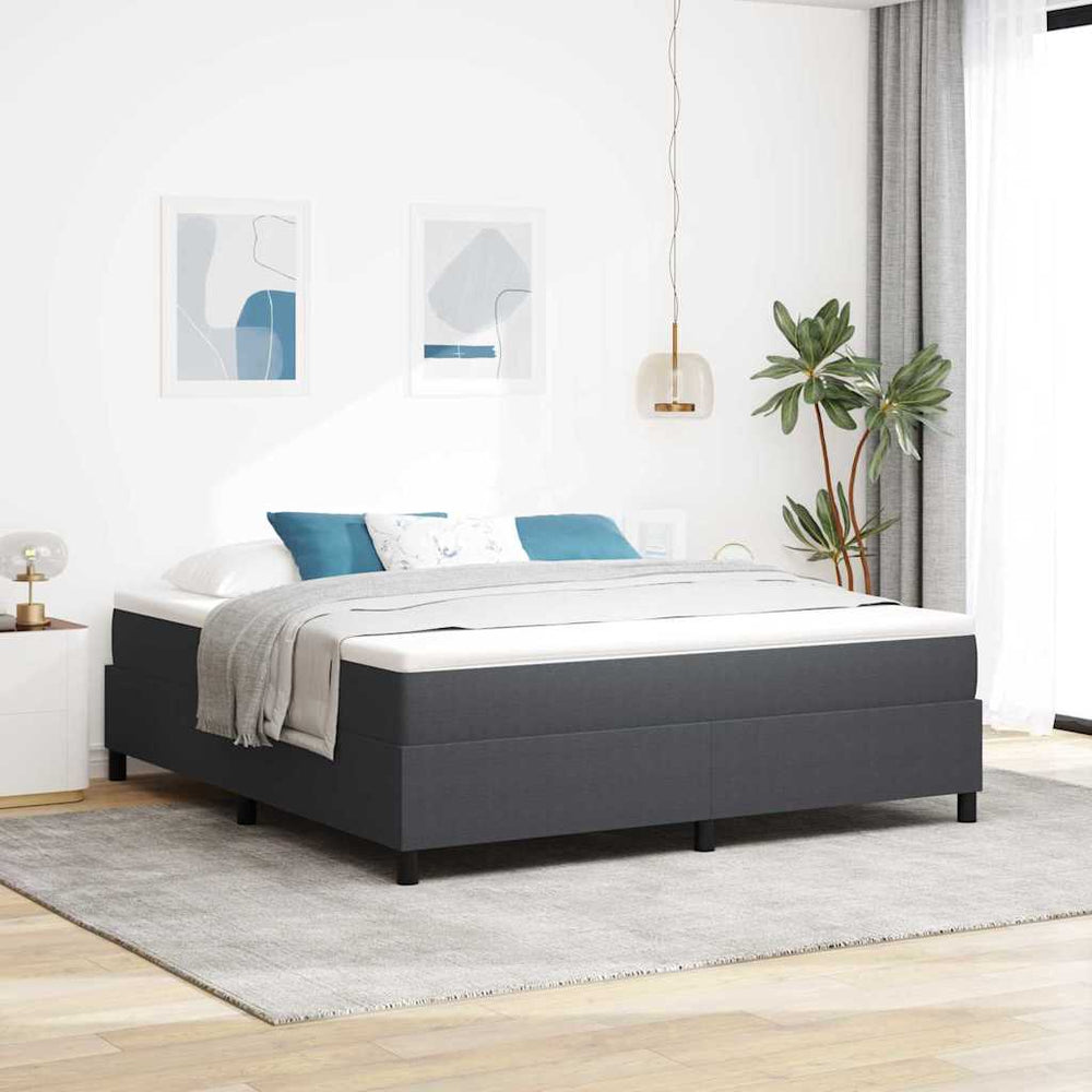 vidaXL Box Spring Bed Dark Gray and White 180 x 200 cm Corduroy
