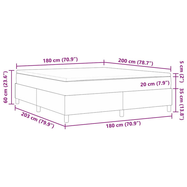 vidaXL Box Spring Bed Dark Gray and White 180 x 200 cm Corduroy