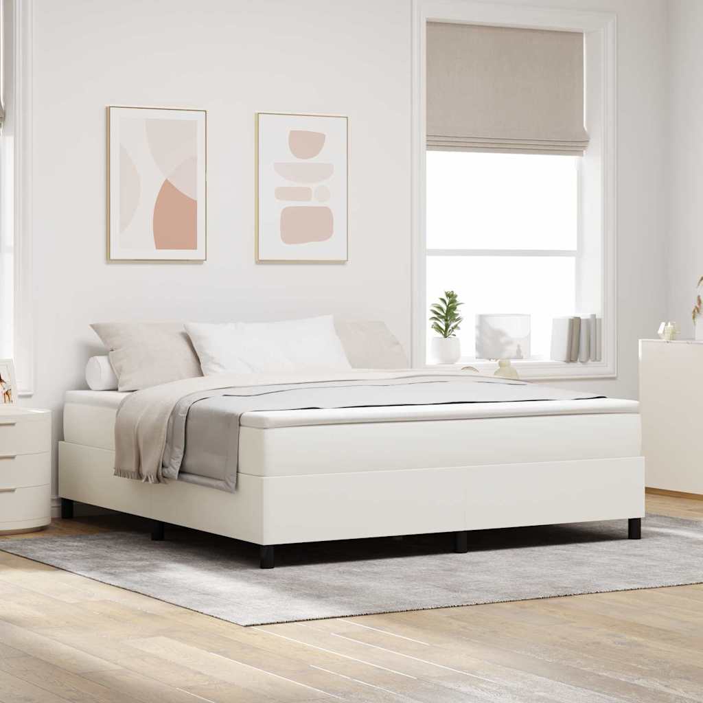 vidaXL Box Spring Bed Cream and White 180 x 200 cm Corduroy Fabric
