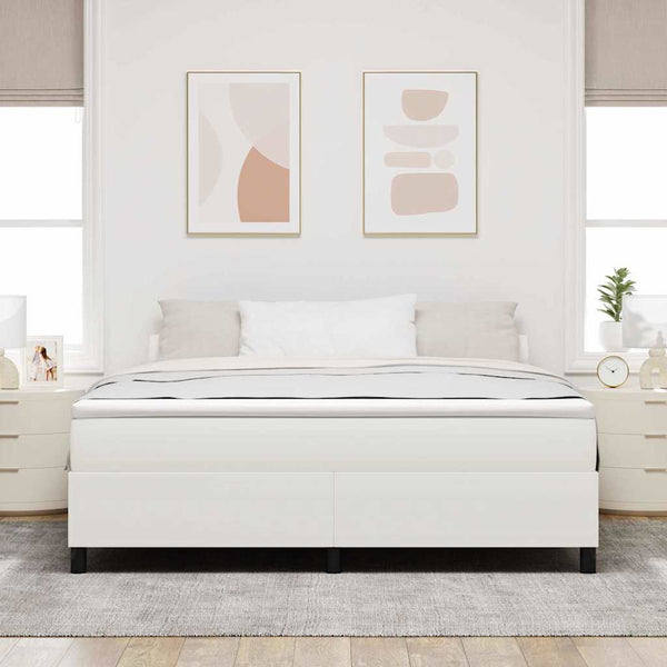 vidaXL Box Spring Bed Cream and White 180 x 200 cm Corduroy Fabric