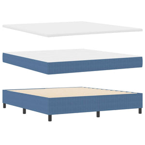 vidaXL Box Spring Bed Blue and White 180 x 200 cm Corduroy