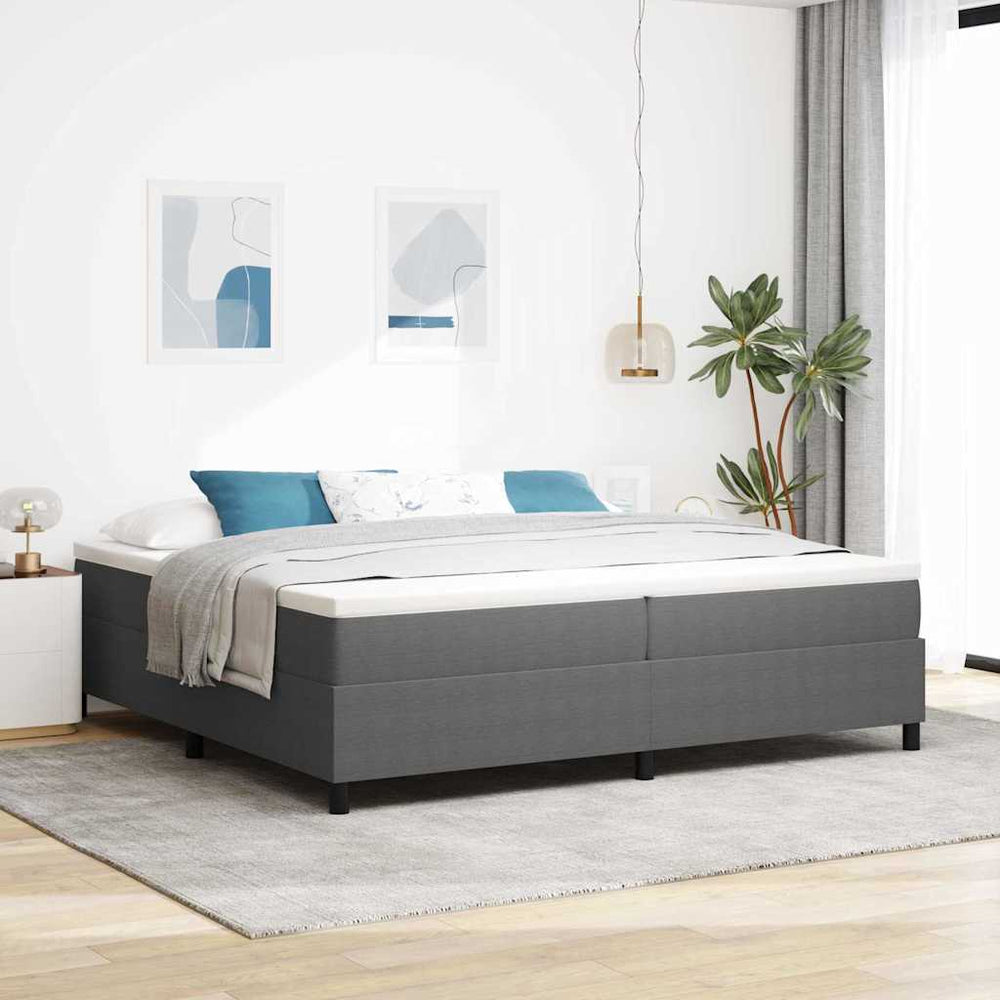 vidaXL Box Spring Bed Light Gray and White 200 x 200 cm Cord Fabric