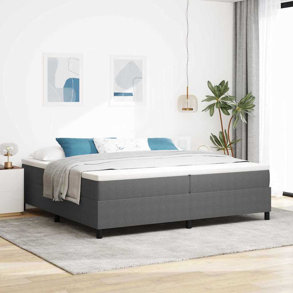 vidaXL Box Spring Bed Light Gray and White 200 x 200 cm Cord Fabric