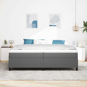 vidaXL Box Spring Bed Light Gray and White 200 x 200 cm Cord Fabric