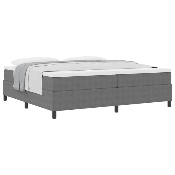 vidaXL Box Spring Bed Light Gray and White 200 x 200 cm Cord Fabric
