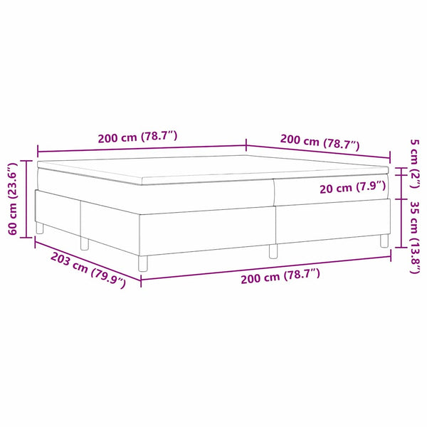 vidaXL Box Spring Bed Light Gray and White 200 x 200 cm Cord Fabric
