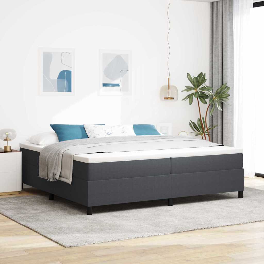 vidaXL Box Spring Bed Dark Gray and White 200 x 200 cm Corduroy
