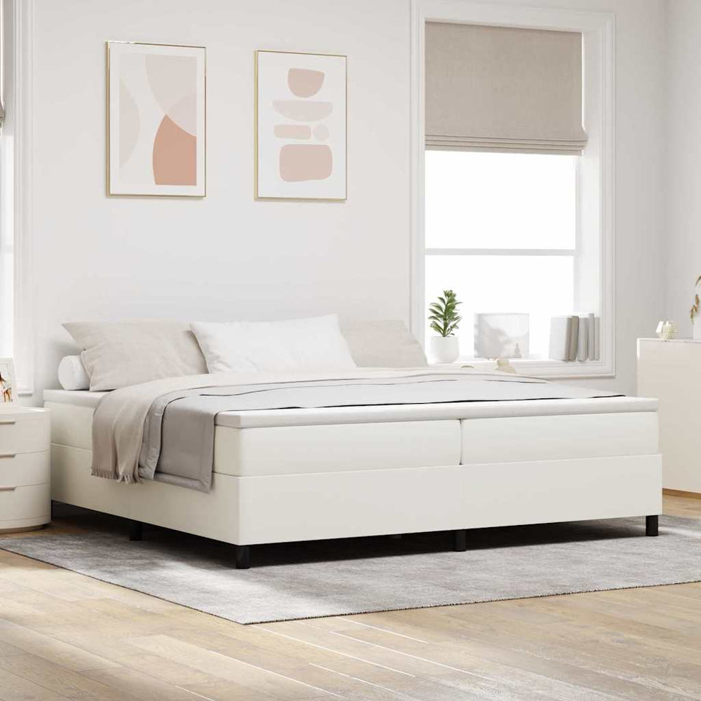 vidaXL Box Spring Bed Cream and White 200 x 200 cm Corduroy