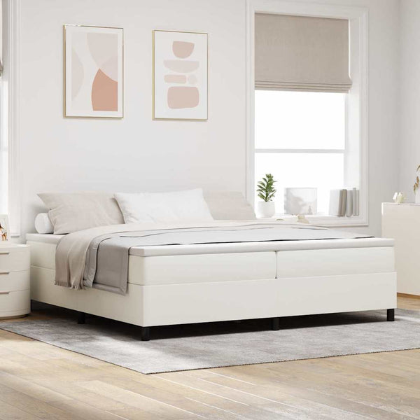 vidaXL Box Spring Bed Cream and White 200 x 200 cm Corduroy