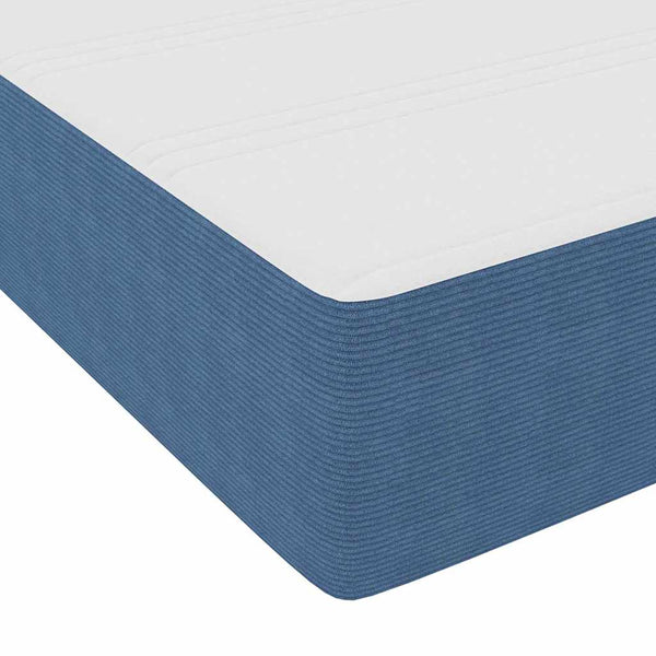 vidaXL Box Spring Bed Blue and White 200 x 200 cm Corduroy