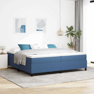 vidaXL Box Spring Bed Blue and White 200 x 200 cm Corduroy