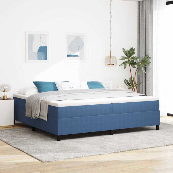 vidaXL Box Spring Bed Blue and White 200 x 200 cm Corduroy