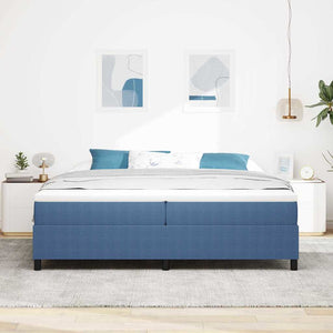 vidaXL Box Spring Bed Blue and White 200 x 200 cm Corduroy