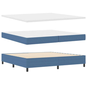 vidaXL Box Spring Bed Blue and White 200 x 200 cm Corduroy