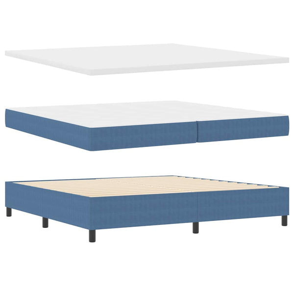 vidaXL Box Spring Bed Blue and White 200 x 200 cm Corduroy