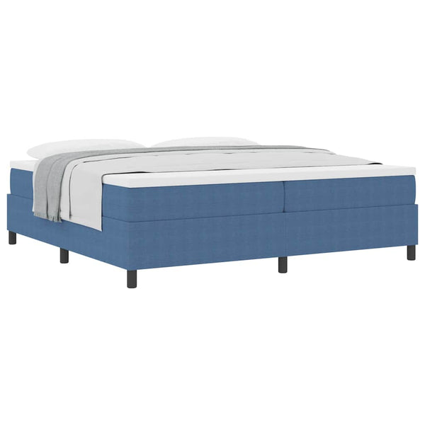 vidaXL Box Spring Bed Blue and White 200 x 200 cm Corduroy