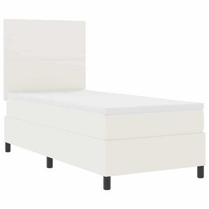 vidaXL Box Spring Bed with Headboard Cream and White 80 x 200 cm Cord Fabric