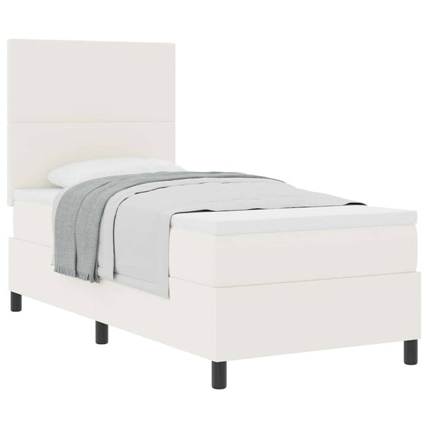 vidaXL Box Spring Bed with Headboard Cream and White 80 x 200 cm Cord Fabric
