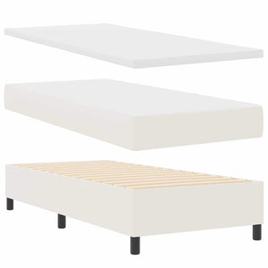 vidaXL Box Spring Bed with Headboard Cream and White 90 x 190 cm Corduroy Fabric