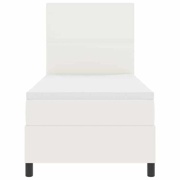 vidaXL Box Spring Bed with Headboard Cream and White 90 x 200 cm Cord Fabric