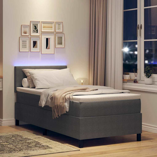 vidaXL LED Box Spring Bed Light Gray and White 80 x 200 cm Corduroy