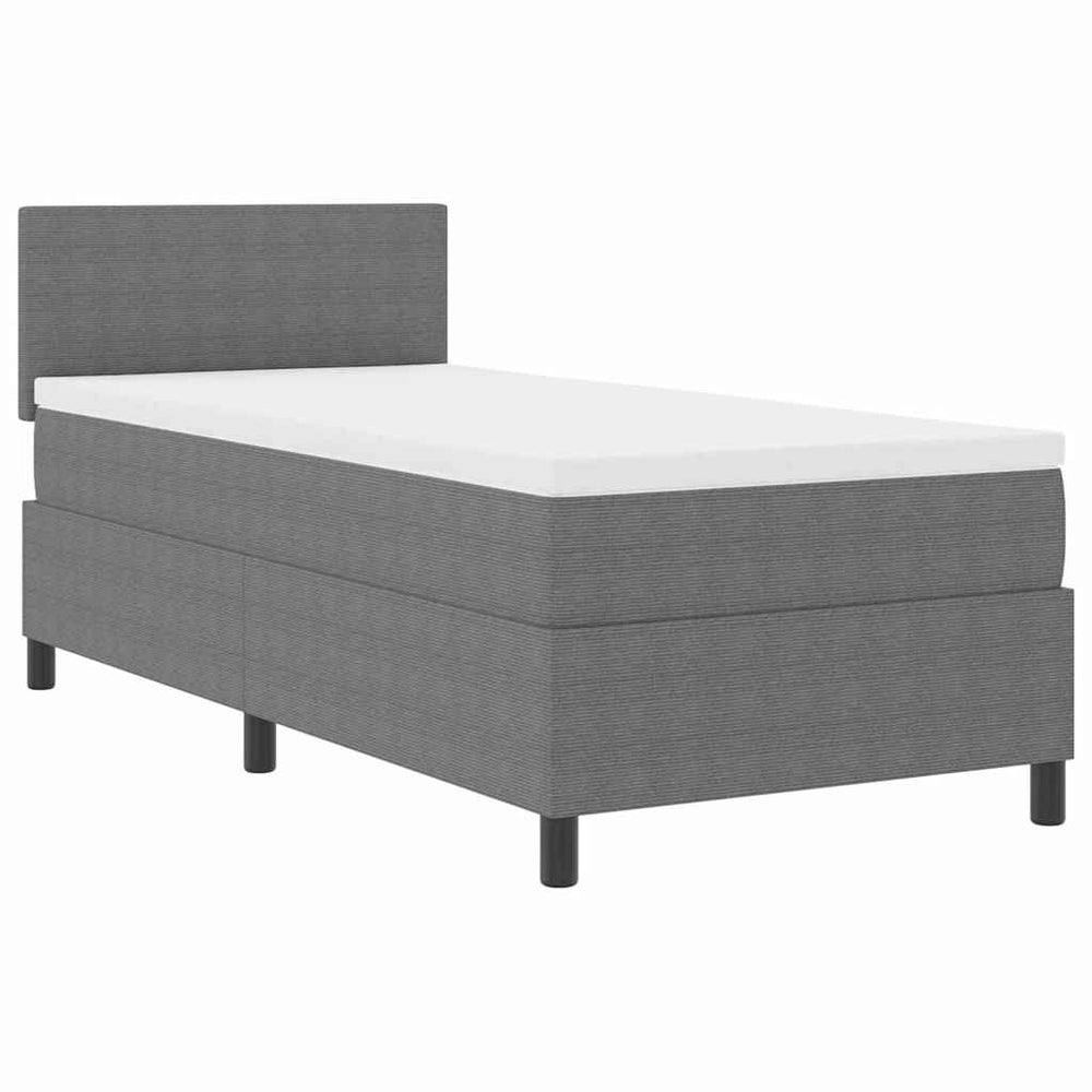 vidaXL LED Box Spring Bed Light Gray and White 80 x 200 cm Corduroy
