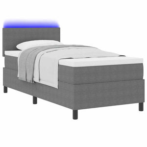 vidaXL LED Box Spring Bed Light Gray and White 80 x 200 cm Corduroy