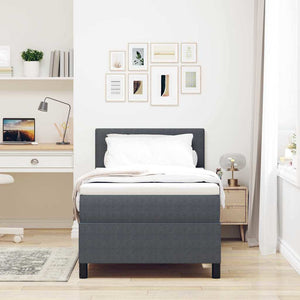 vidaXL LED Box Spring Bed Dark Grey and White 90 x 190 cm Corduroy