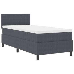 vidaXL LED Box Spring Bed Dark Grey and White 90 x 190 cm Corduroy