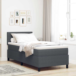 vidaXL LED Box Spring Bed Dark Grey and White 90 x 200 cm Cord Fabric