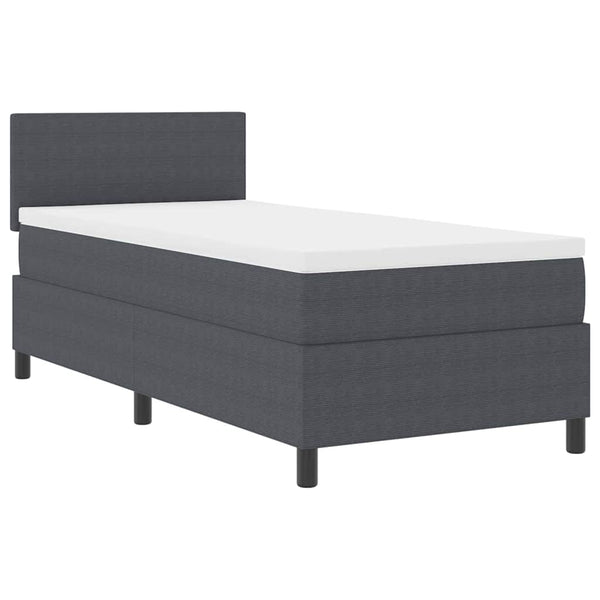 vidaXL LED Box Spring Bed Dark Grey and White 90 x 200 cm Cord Fabric