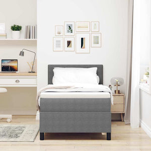 vidaXL LED Box Spring Bed Light Grey and White 100 x 200 cm Corduroy